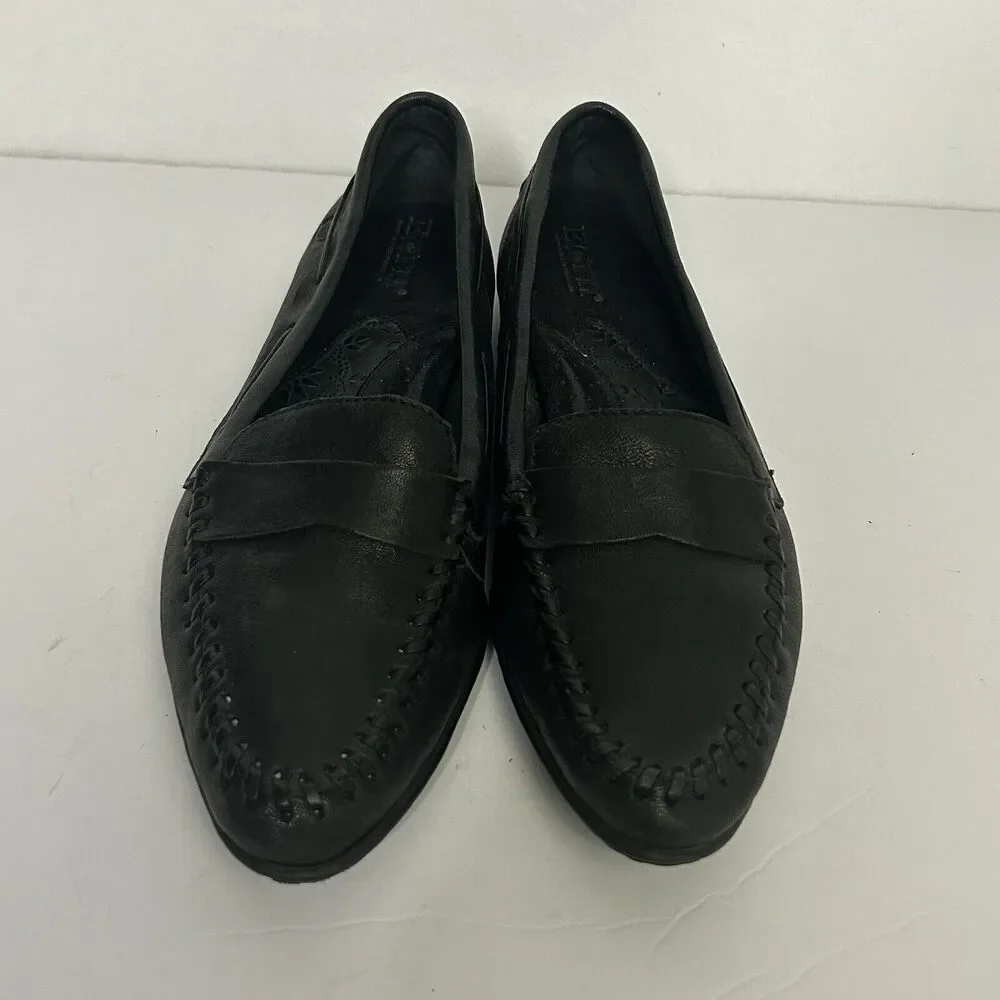 Born Black Leather Penny Loafers Slip On Shoes Flats W3310 - Picture 3 of 8
